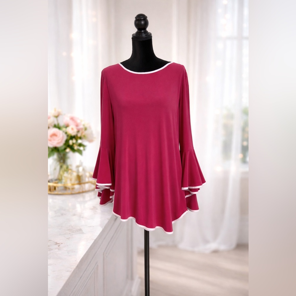 Coco Bianco Pink Asymmetrical Ruffled Blouse - Picture 7 of 8